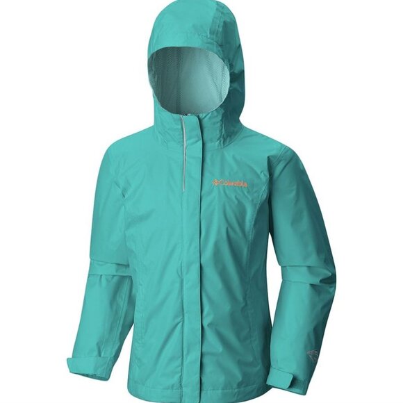 NWOT Girls Columbia Arcadia Rain Shell Jacket size XXS aqua "Elsa" blue green - Picture 3 of 5